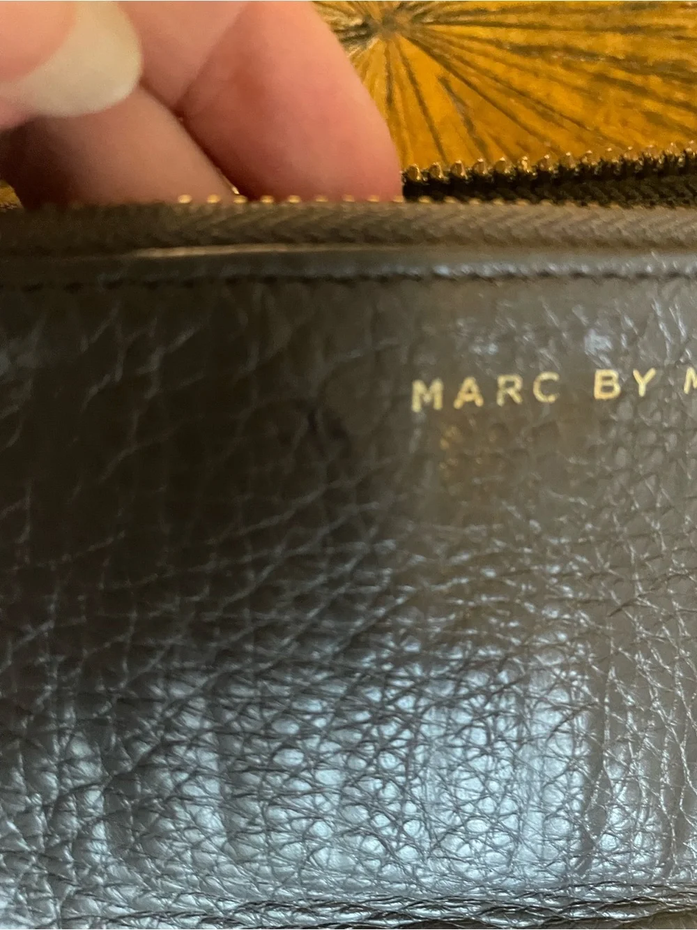 Marc by Marc Jacobs Grey Leather Zip Wallet with Gold Plaque